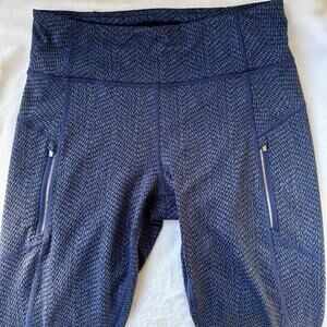 Athleta Rainer Navy Textured High Rise Leggings, Size Medium, 26" inseam